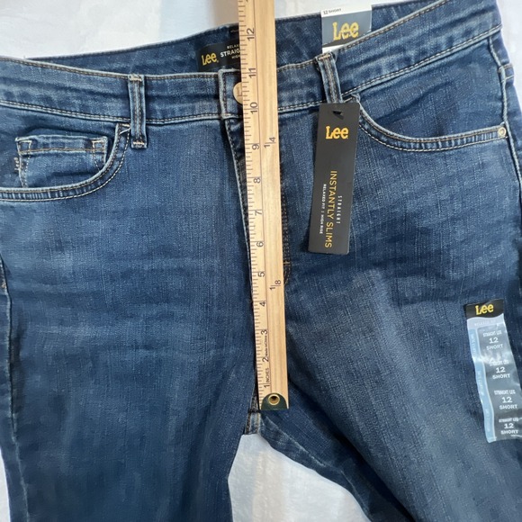 Lee Jeans Relaxed Fit Straight Leg NWT Womens Sz 12 Short Blue High Rise Ellis - Picture 10 of 12